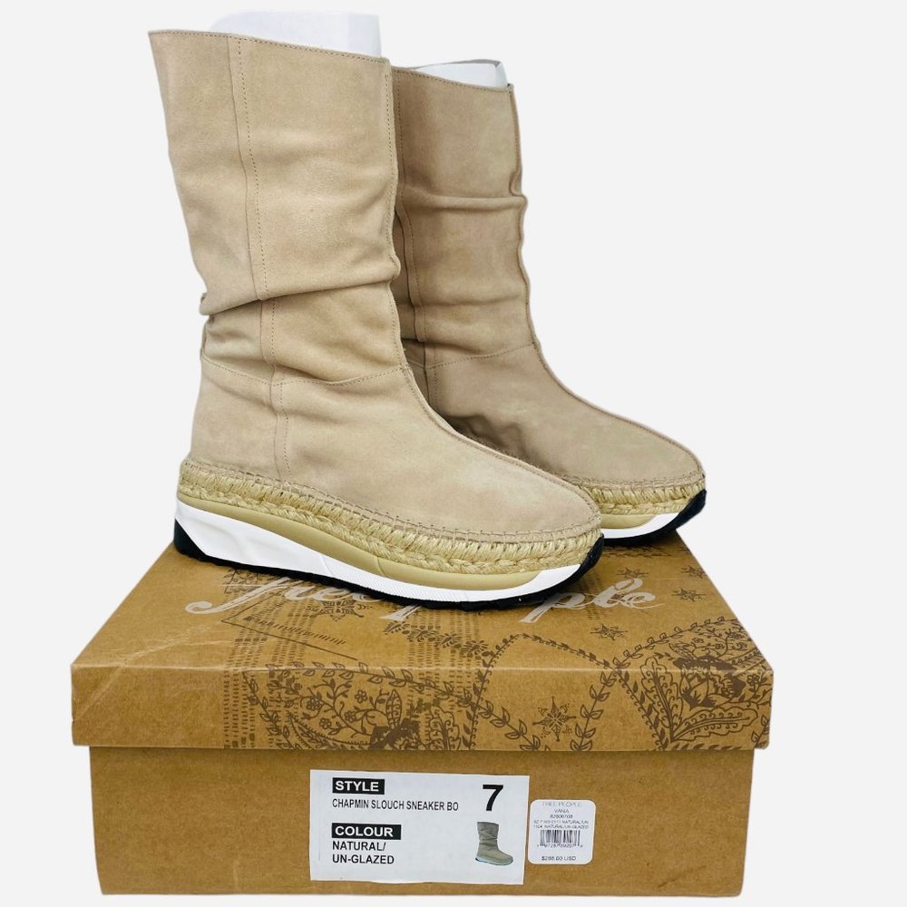 Free People Chapmin Slouch Sneaker Boots Cappuccino Size 7 New NWT
